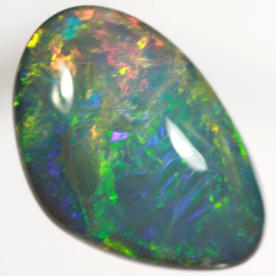 SOLID BLACK OPAL Bright gemmy rolling flashes over a high dome SEE VIDEO